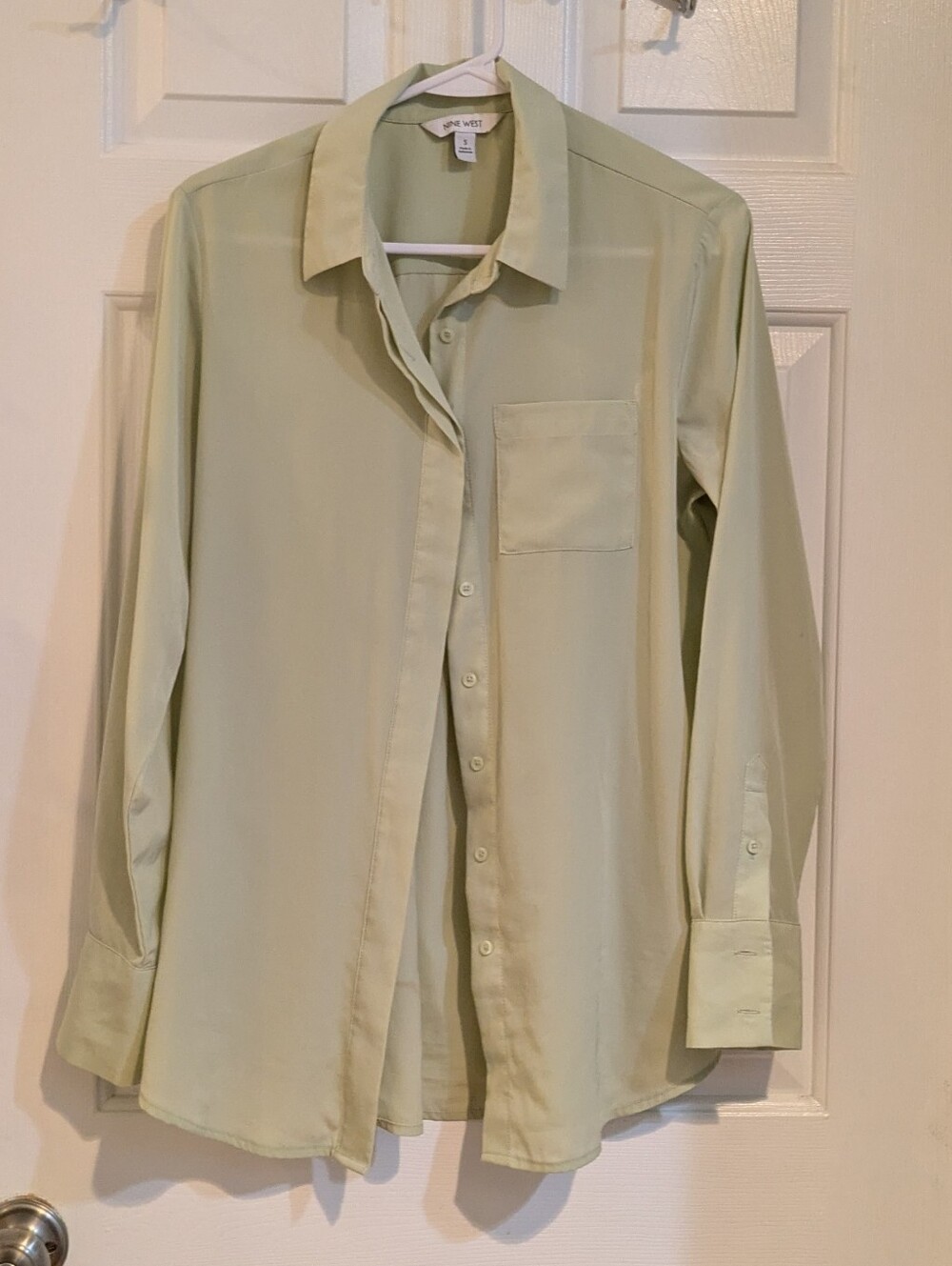 Pale Green Long Sleeve Button-Up Shirt